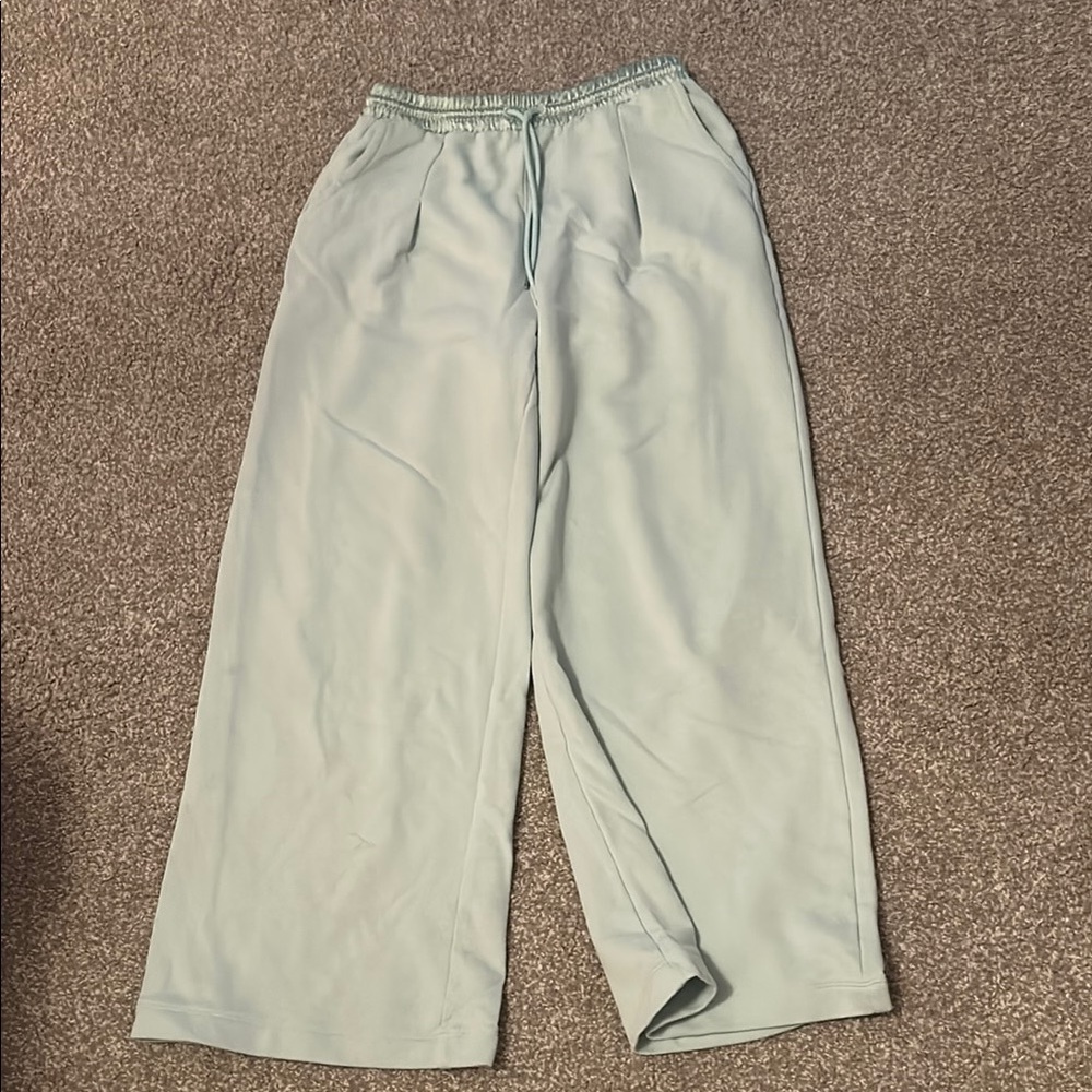 Light Green Wide-Leg Sweat Pants